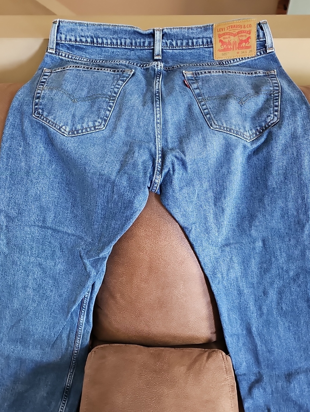 Levi's Blue Straight-Leg Mens Jeans with Classic Patch